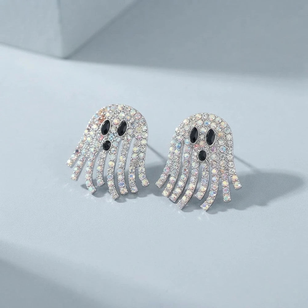 Halloween Rhinestone Ghost Earrings