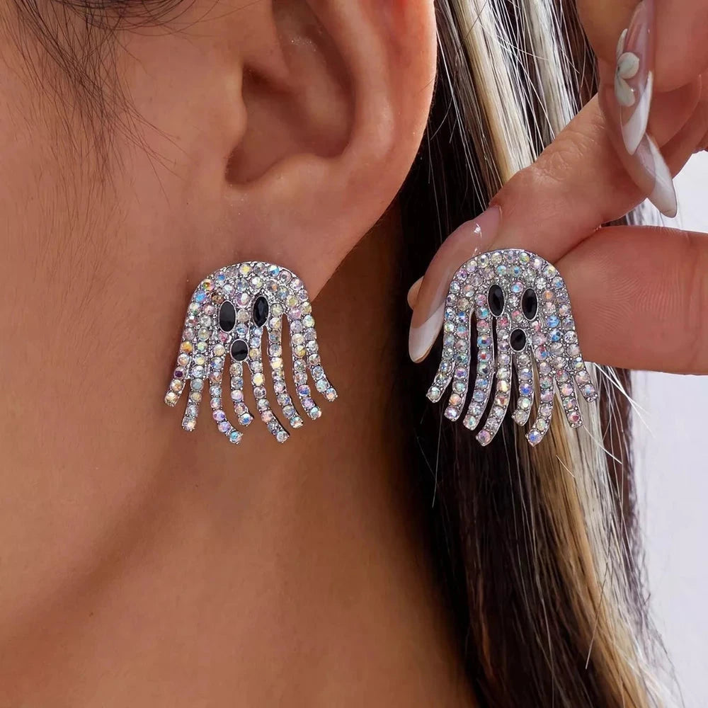 Halloween Rhinestone Ghost Earrings