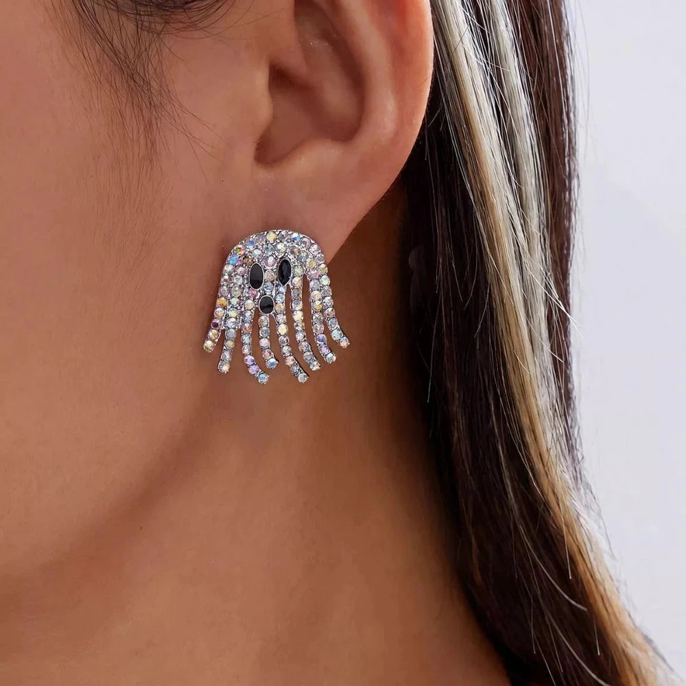 Halloween Rhinestone Ghost Earrings