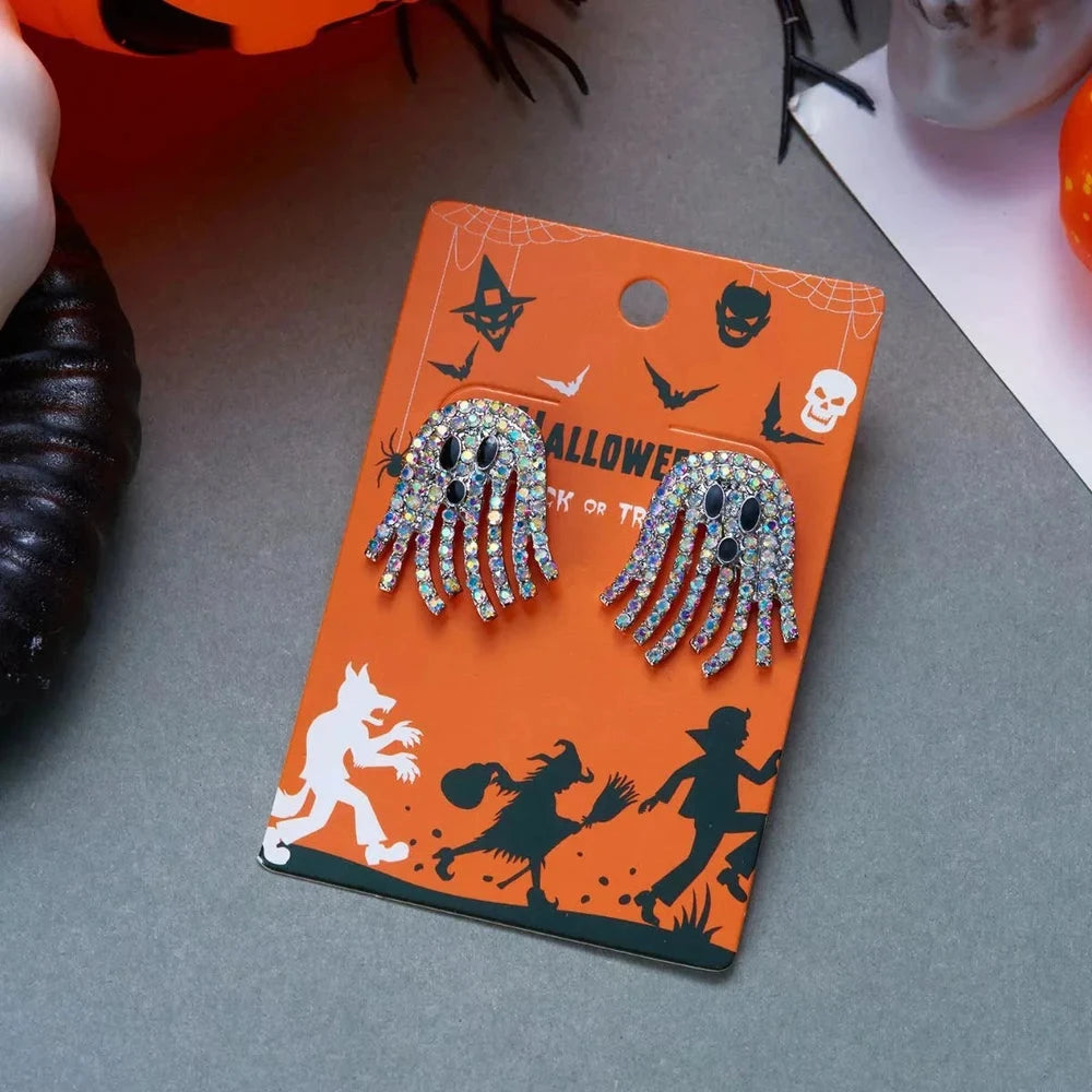 Halloween Rhinestone Ghost Earrings