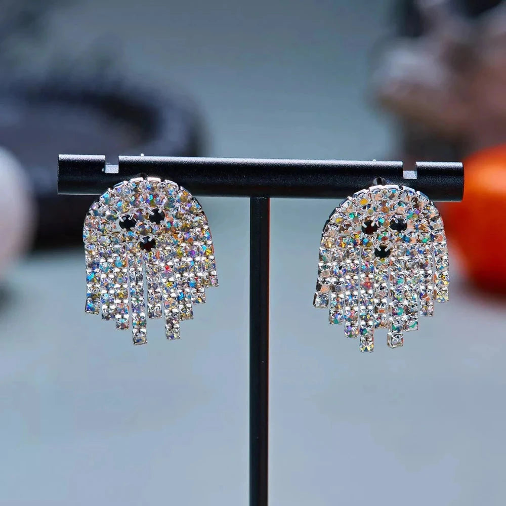 Halloween Rhinestone Ghost Earrings