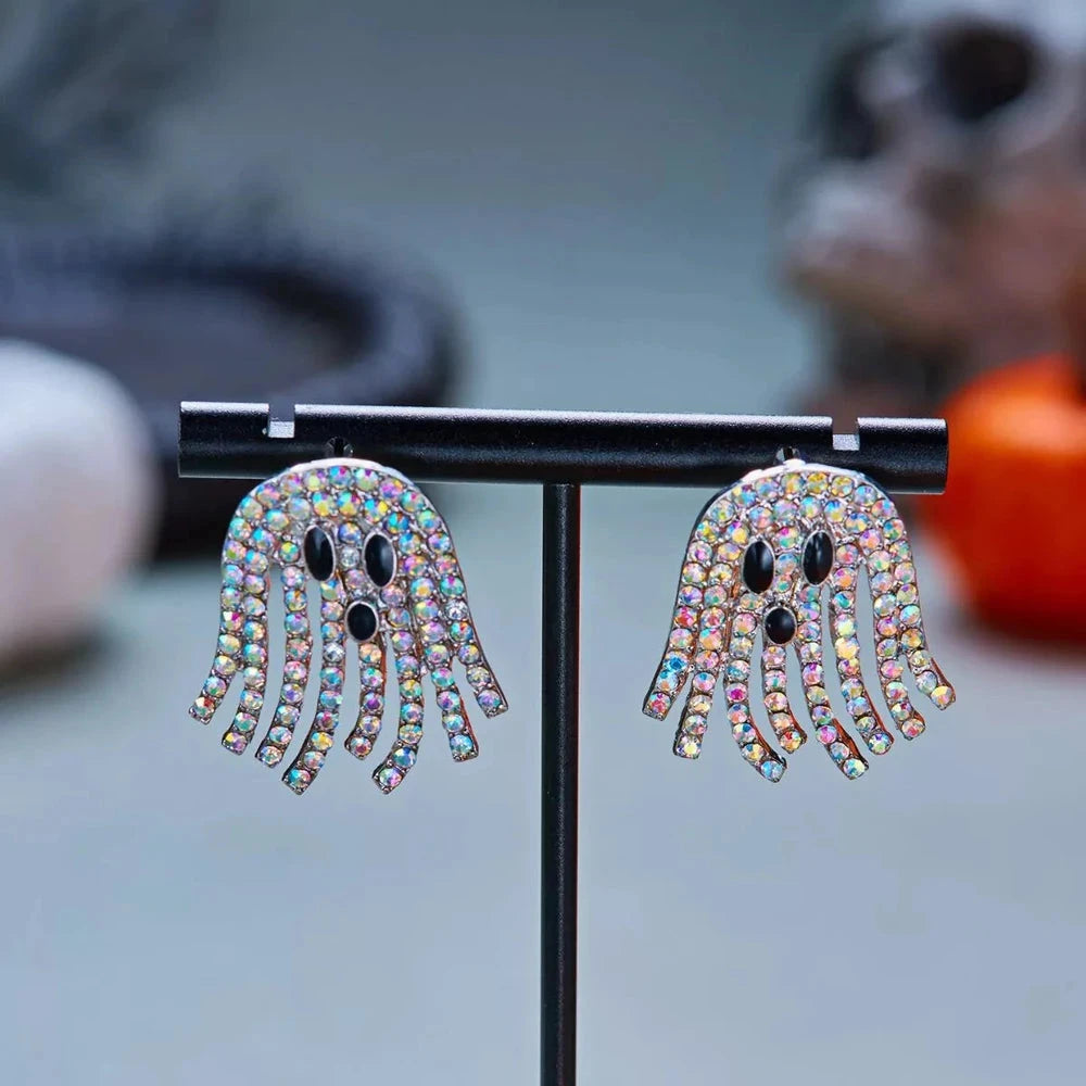 Halloween Rhinestone Ghost Earrings