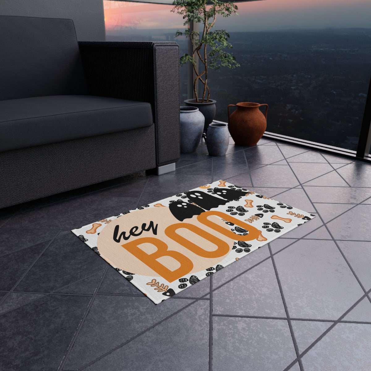 Hey Boo Halloween Outdoor Rug