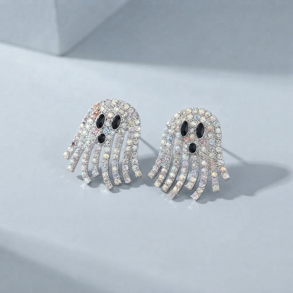Halloween Rhinestone Ghost Earrings